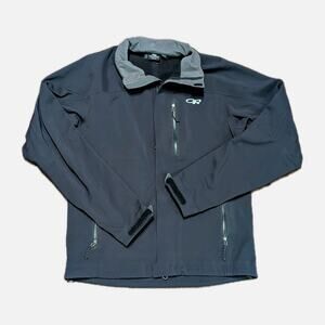 Outdoor Research Softshell Jacket Mens Small Black Full Zip Wind Water Resistant